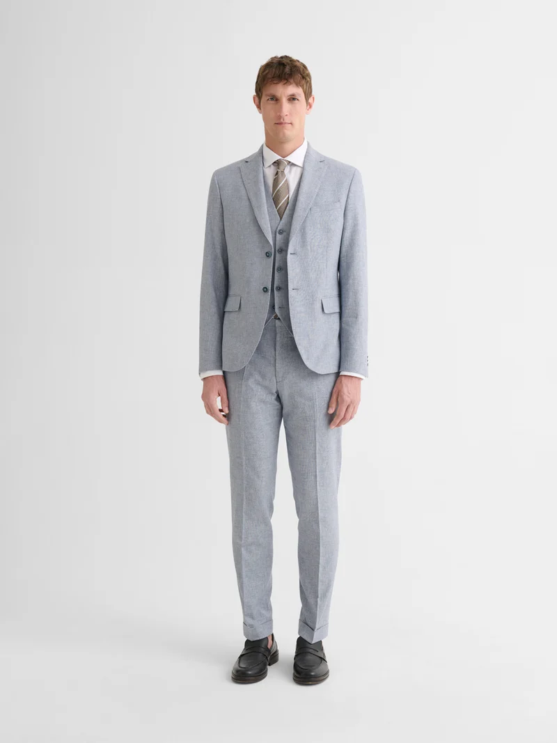 Veste de costume slim en coton lin