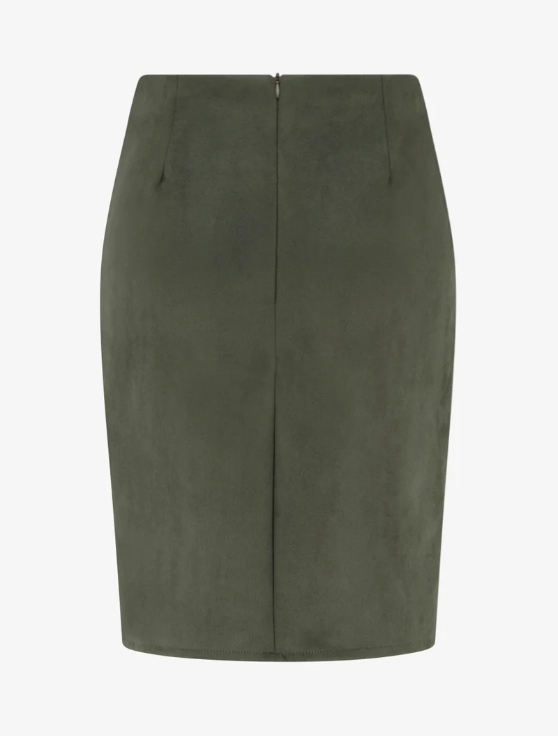 Jupe style portefeuille en suédine - Kaki