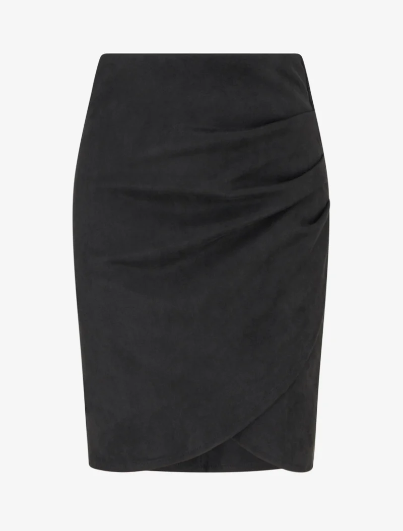 Jupe style portefeuille en suédine - Noir