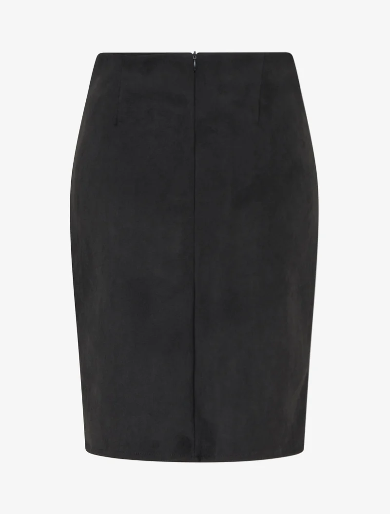 Jupe style portefeuille en suédine - Noir