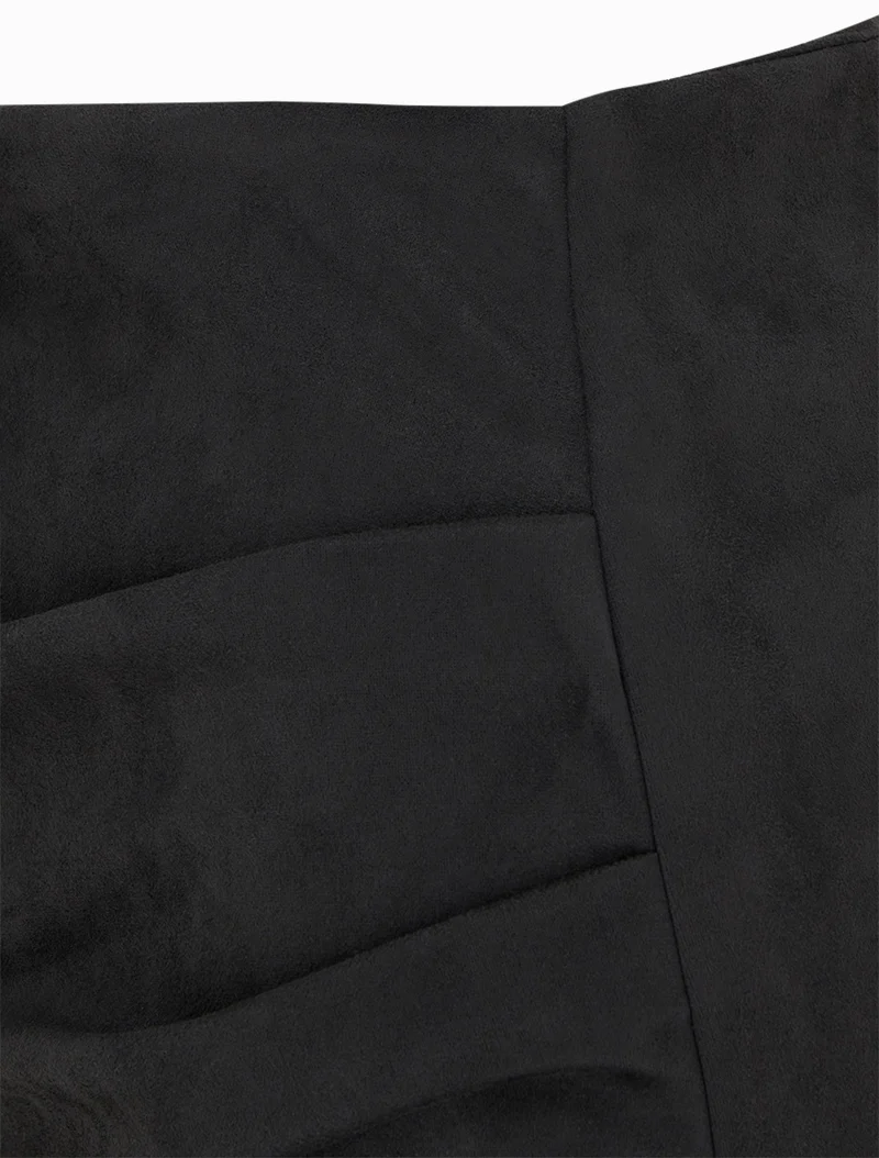 Jupe style portefeuille en suédine - Noir