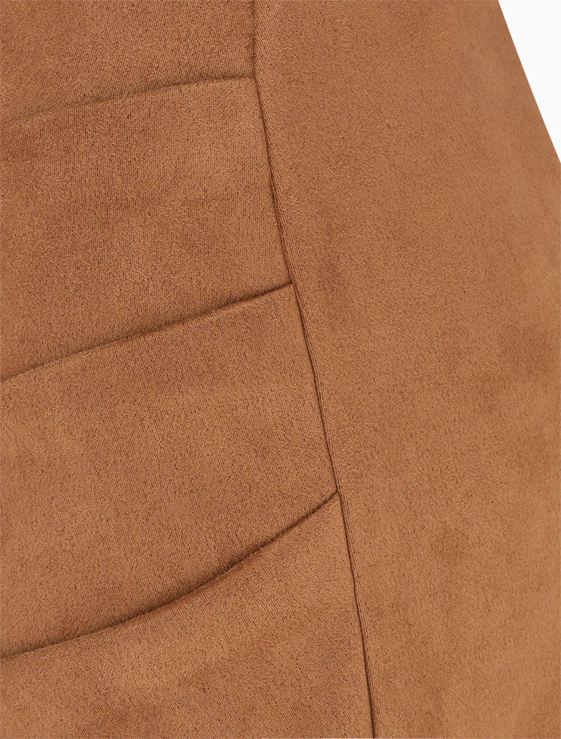 Jupe style portefeuille en suédine - Camel