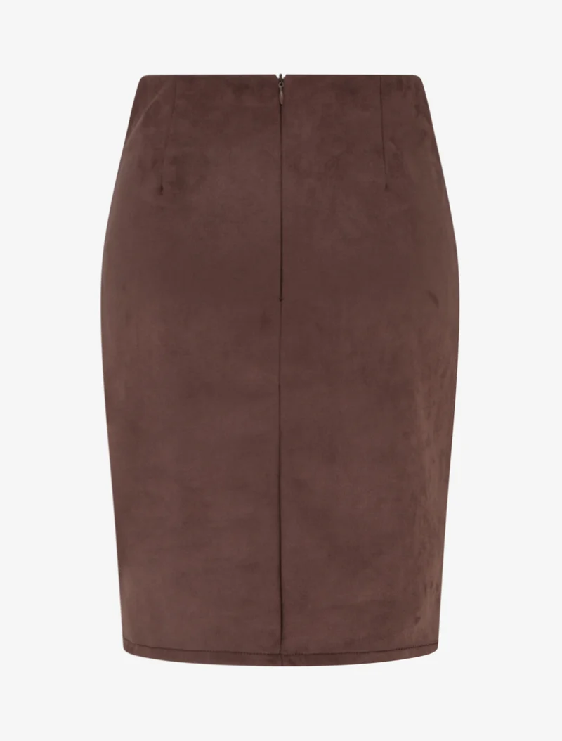Jupe style portefeuille en suédine - Marron