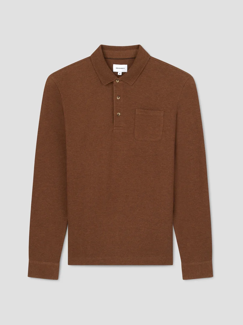 Polo manches longues col boutonné