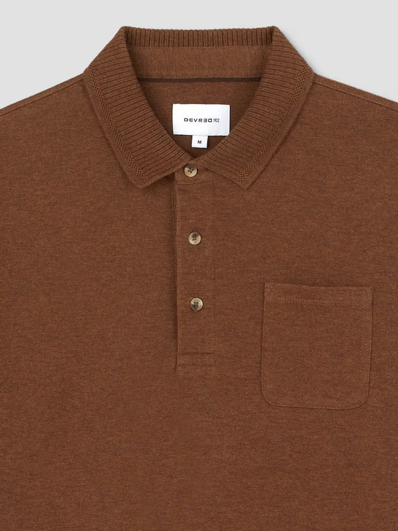 Polo manches longues col boutonné