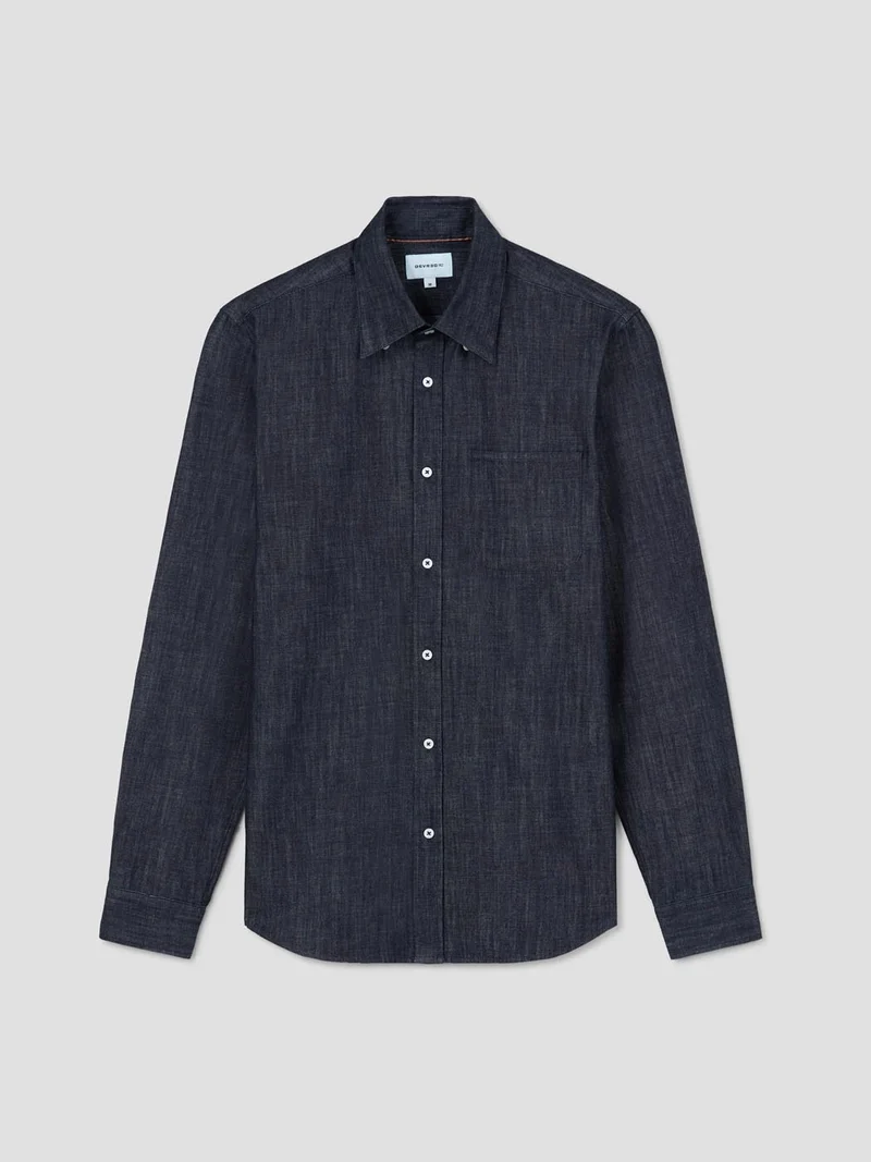 Chemise slim denim en coton