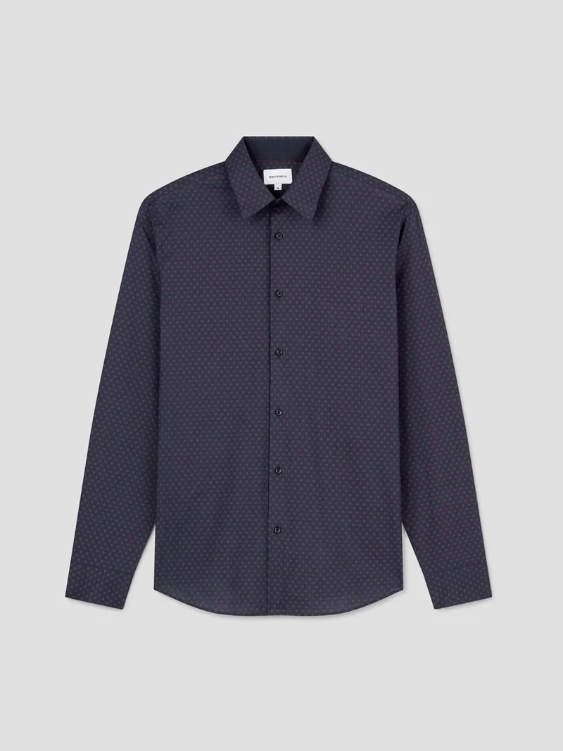 Chemise slim en coton bio à motifs