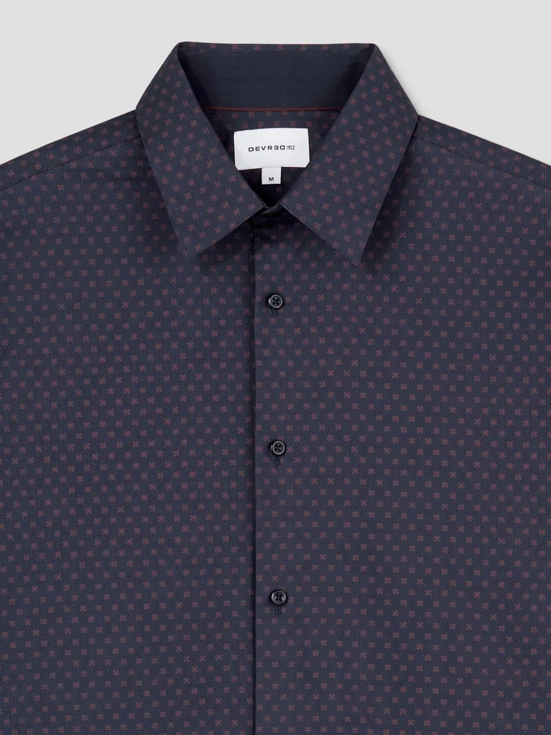 Chemise slim en coton bio à motifs
