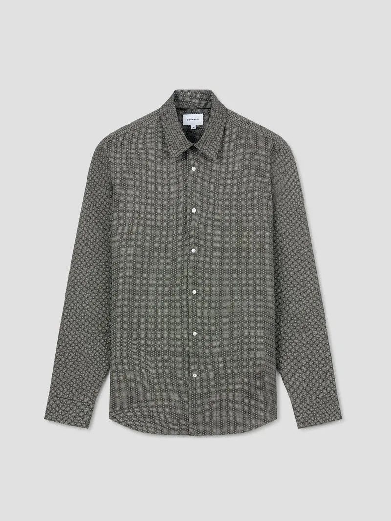 Chemise slim en coton à motifs