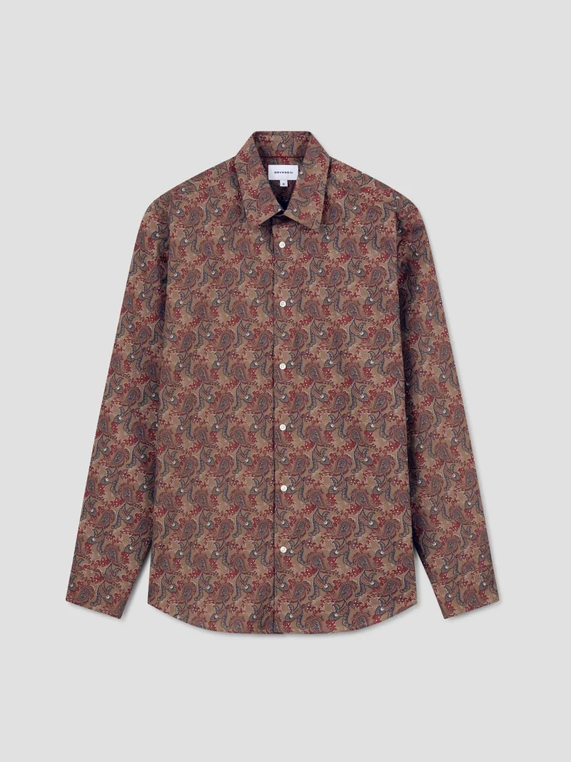Chemise slim en coton bio à motifs