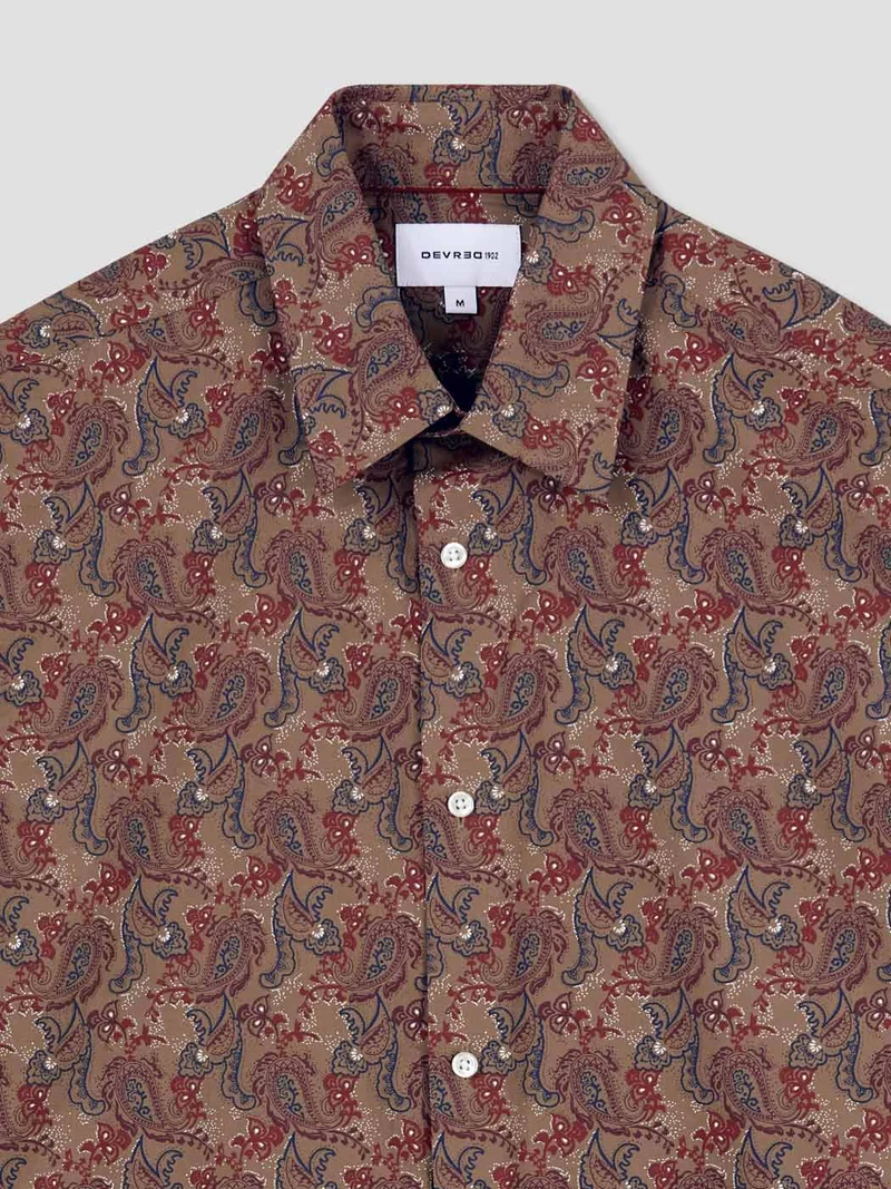 Chemise slim en coton bio à motifs