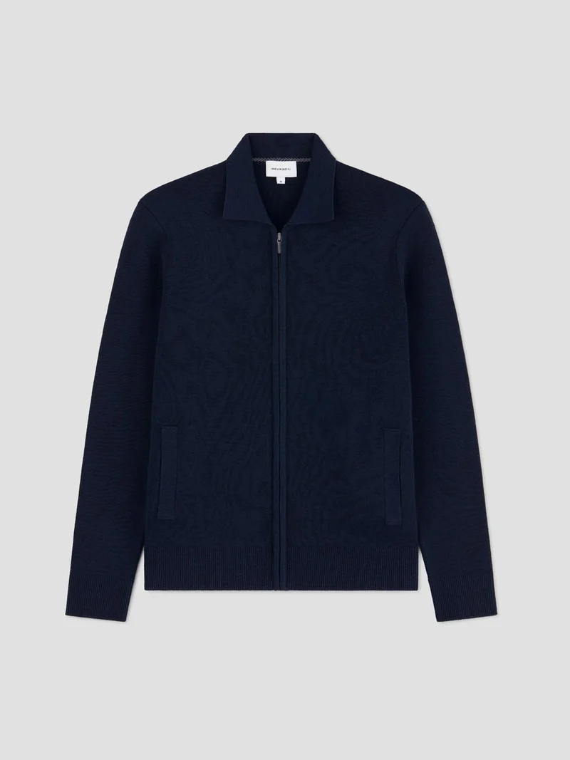Cardigan zippé en laine Mérinos