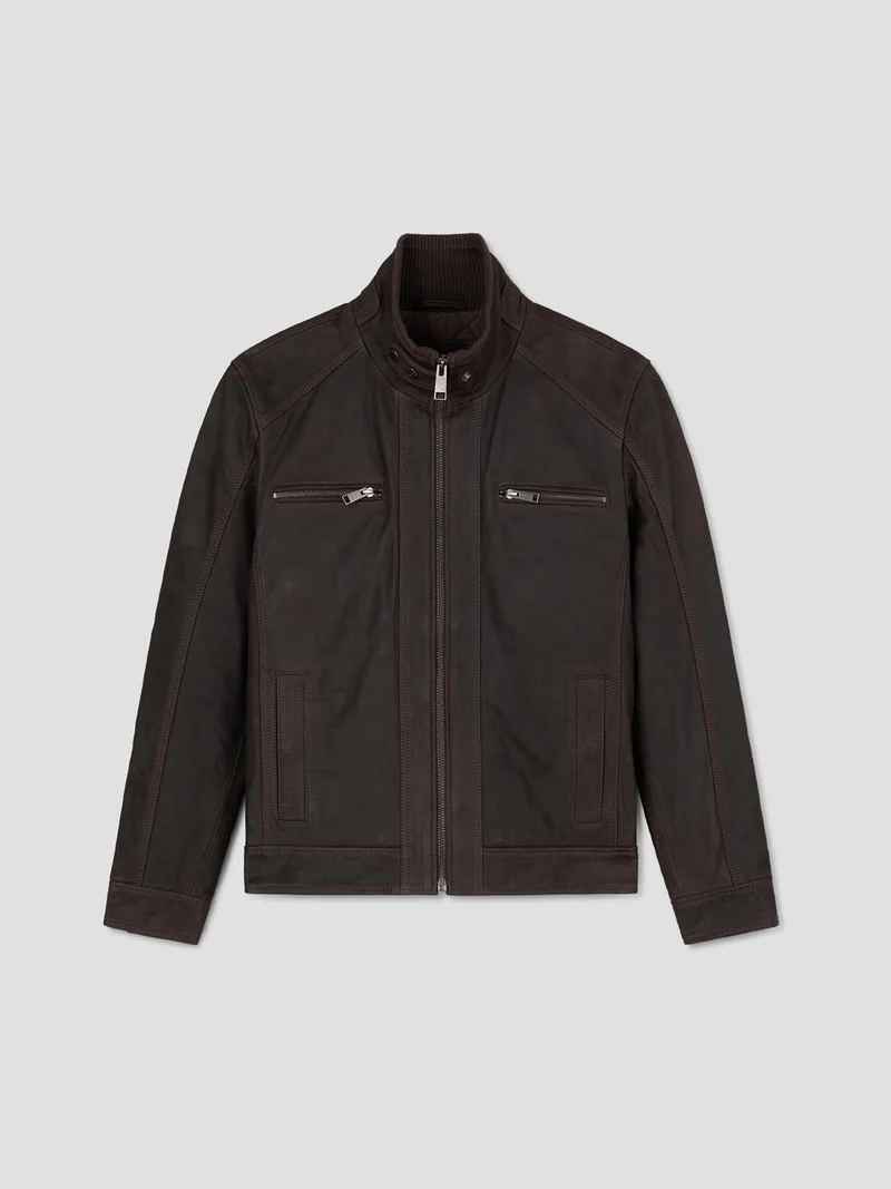 Blouson en cuir col montant