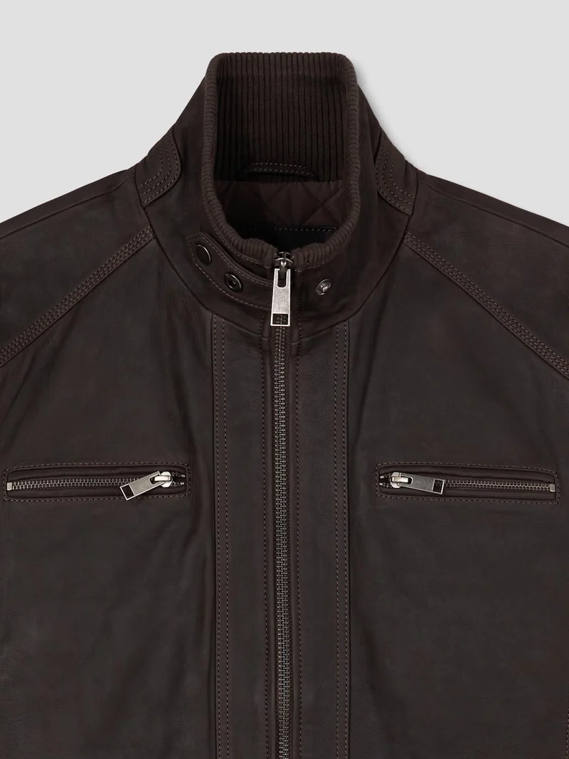 Blouson en cuir col montant