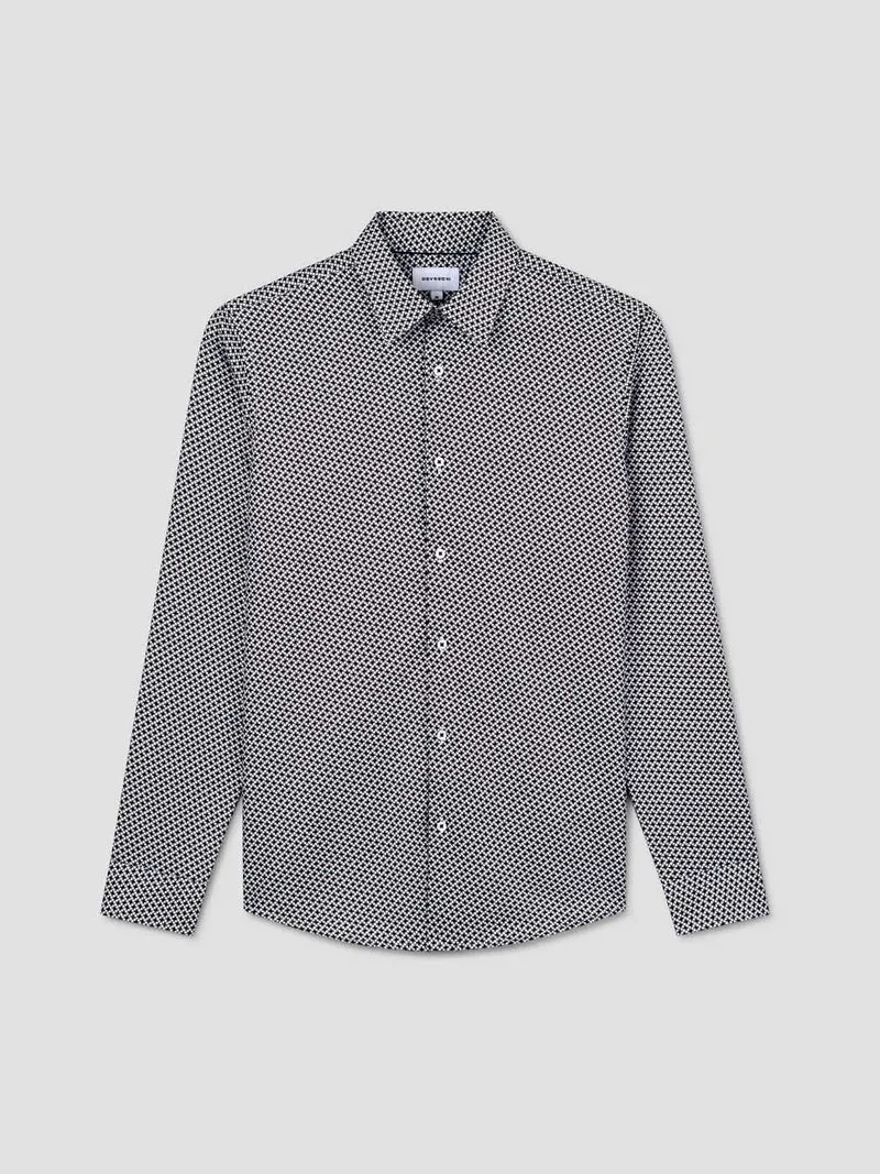 Chemise slim en coton à motifs