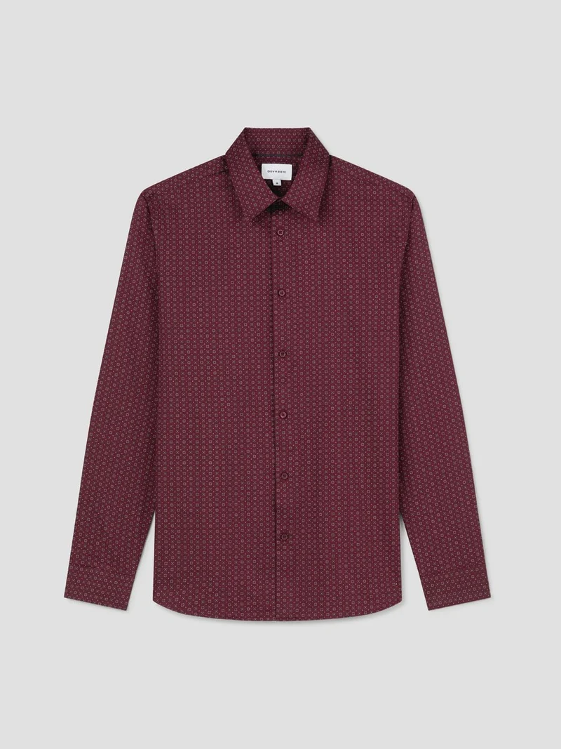 Chemise slim en coton à motifs