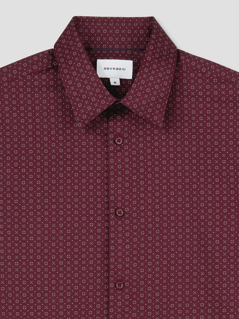 Chemise slim en coton à motifs