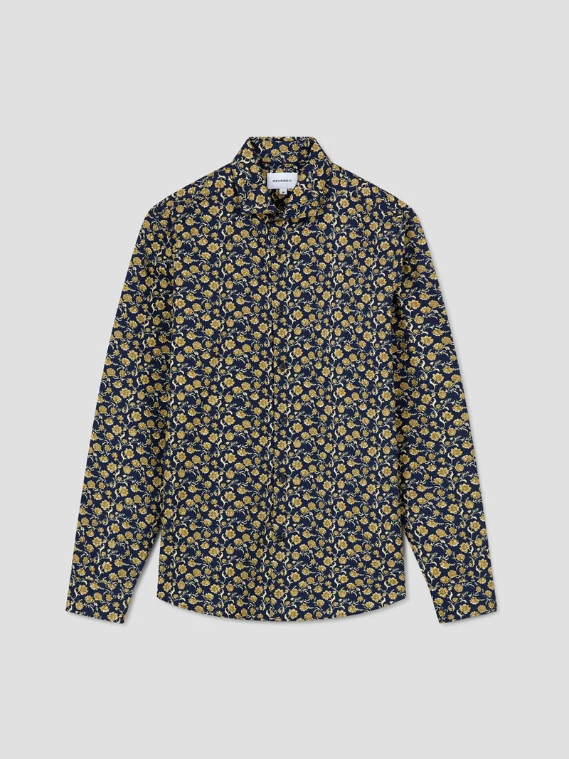 Chemise slim en coton à motifs