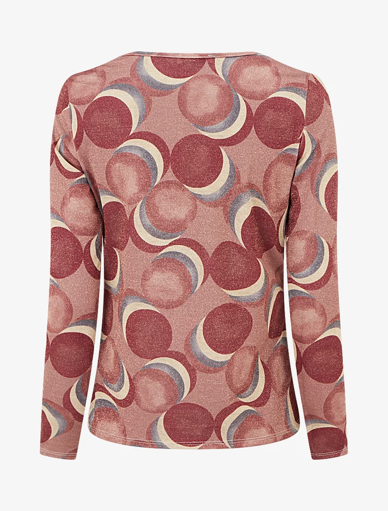 Top droit irisé imprimé ronds fantaisies - Vieux rose
