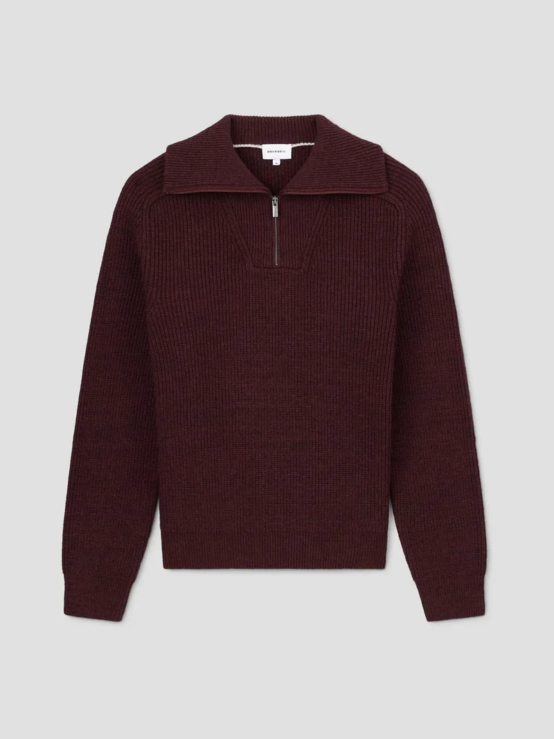 Pull col cheminée zippé en maille perlée