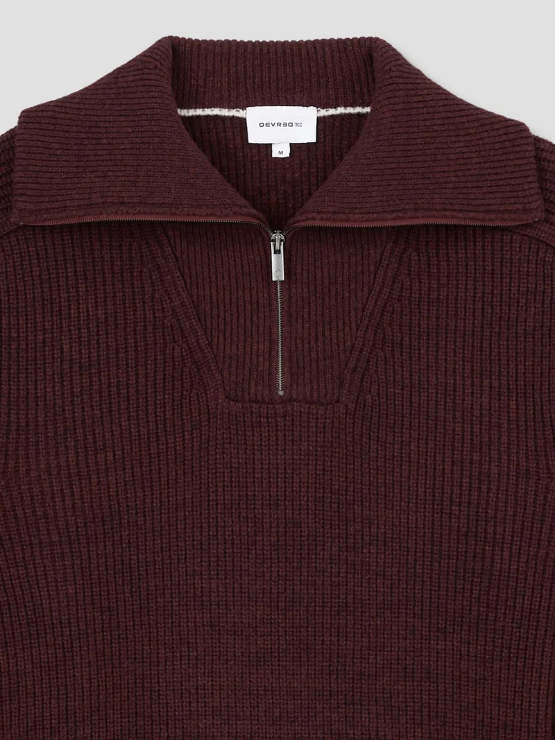 Pull col cheminée zippé en maille perlée