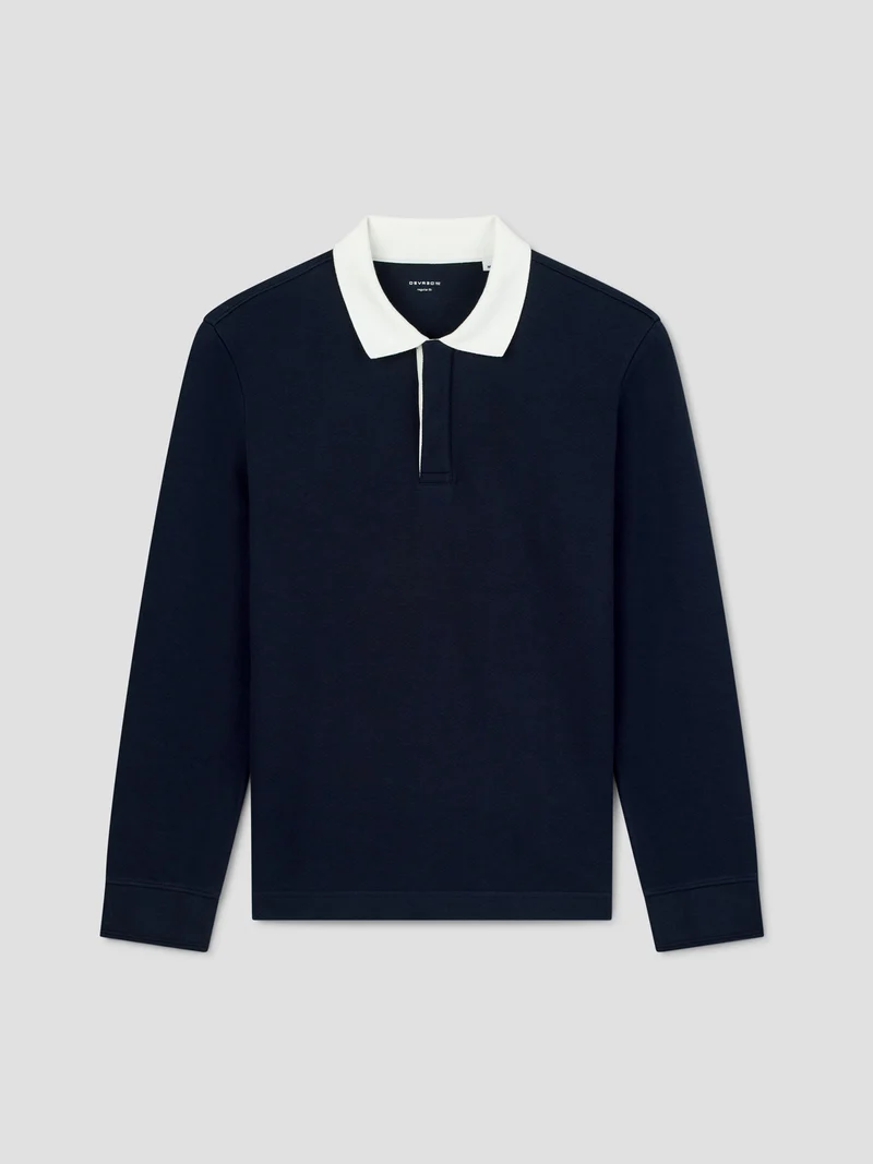 Polo manches longues col derby en coton
