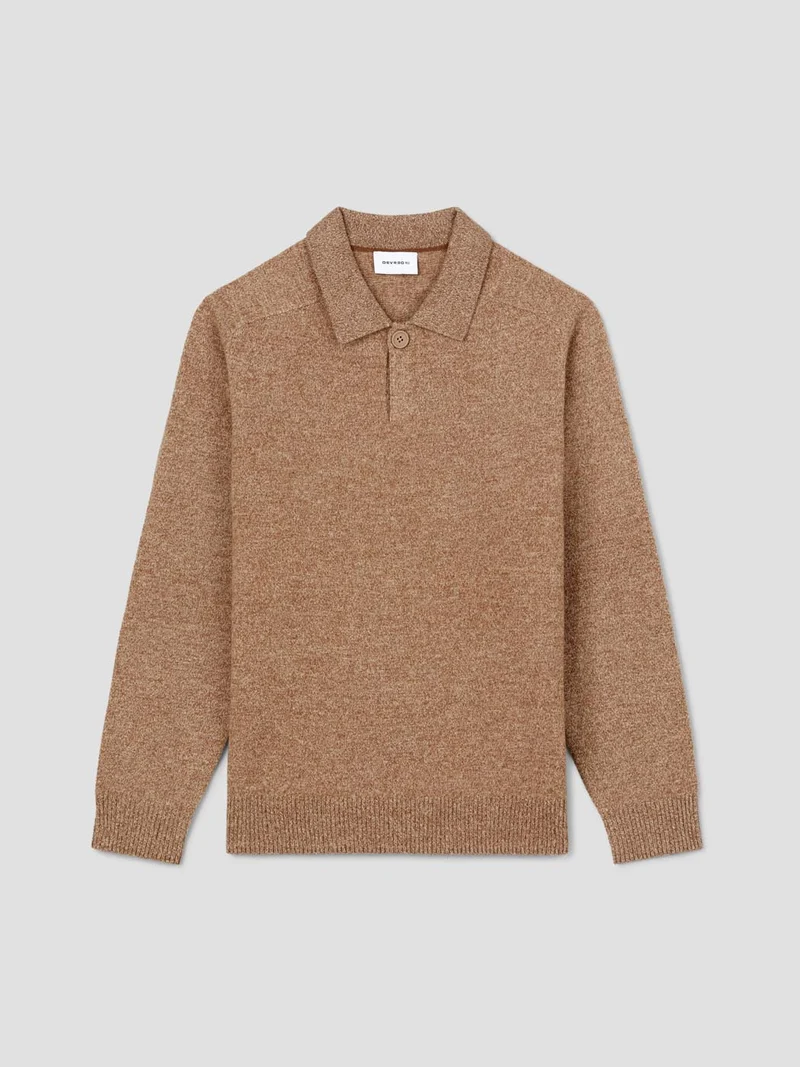 Pull boutonné en laine mérinos-cachemire