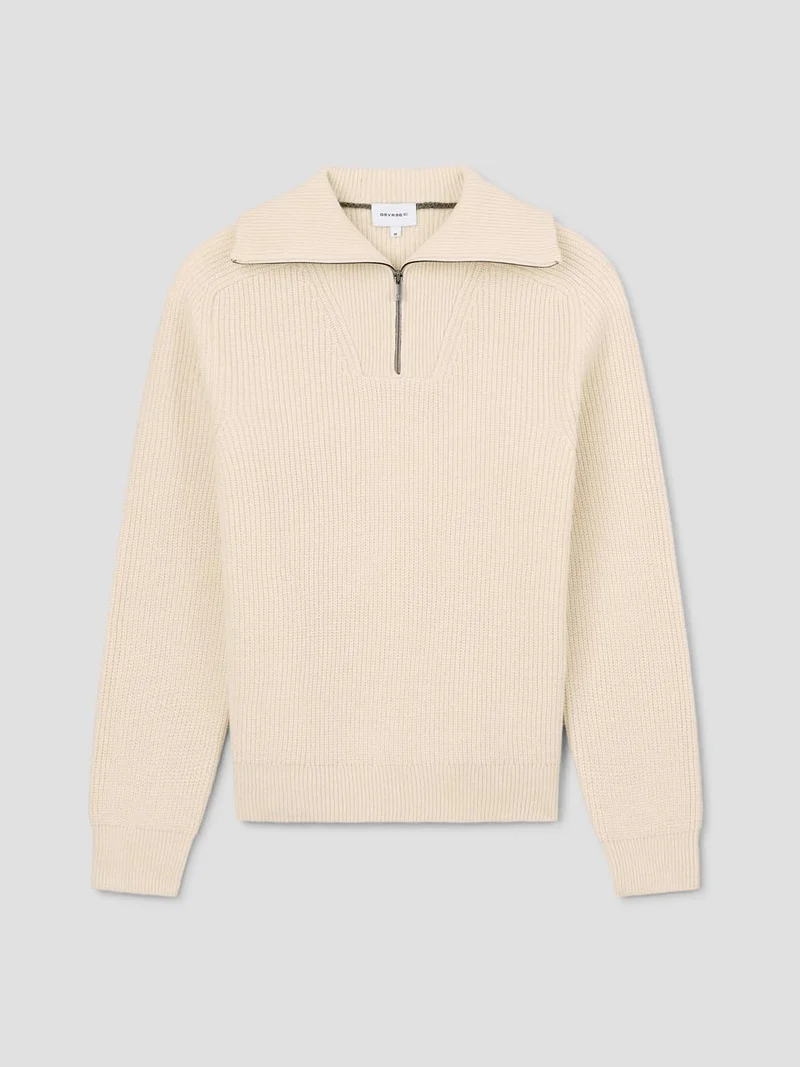 Pull col cheminée zippé en maille perlée