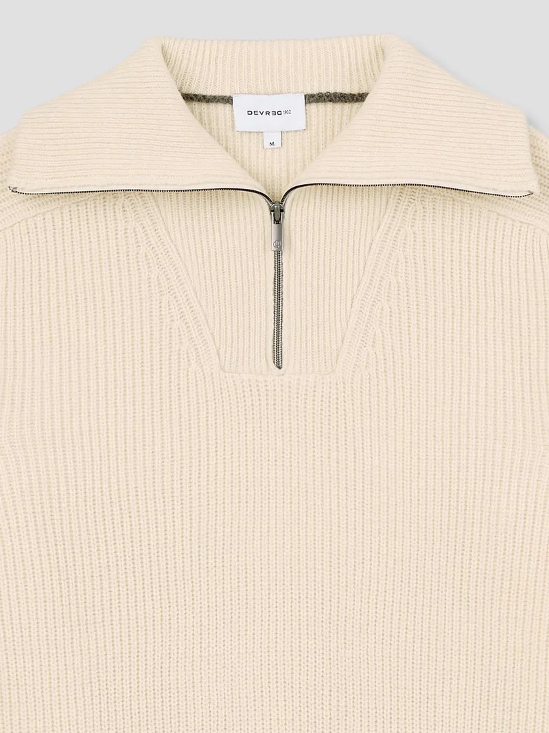 Pull col cheminée zippé en maille perlée