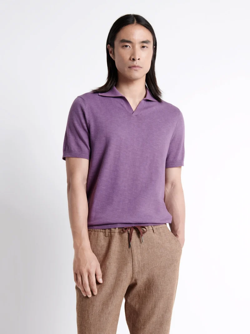 Polo maille col v 100% coton