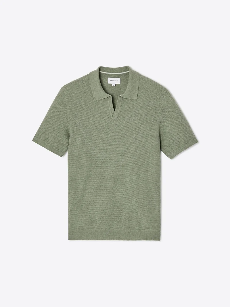 Polo maille col ouvert en coton bio