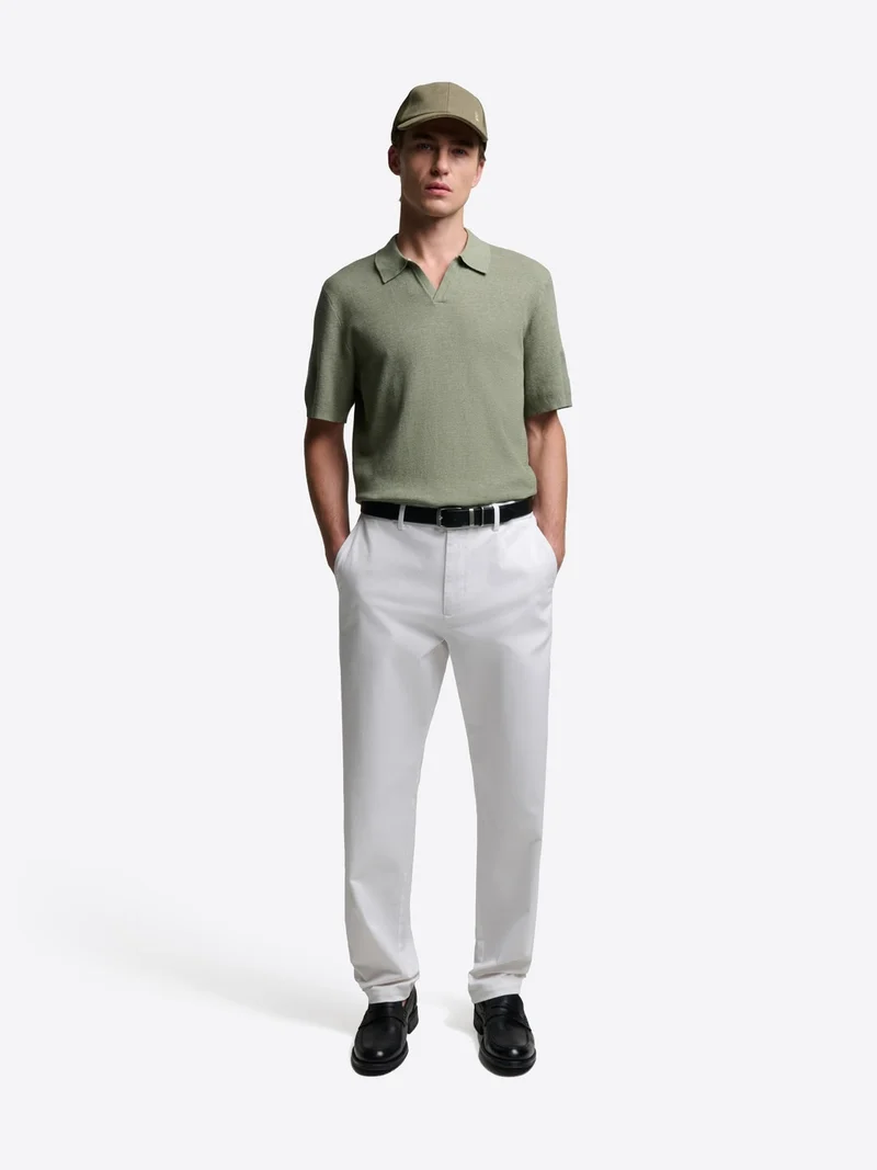 Polo maille col ouvert en coton bio