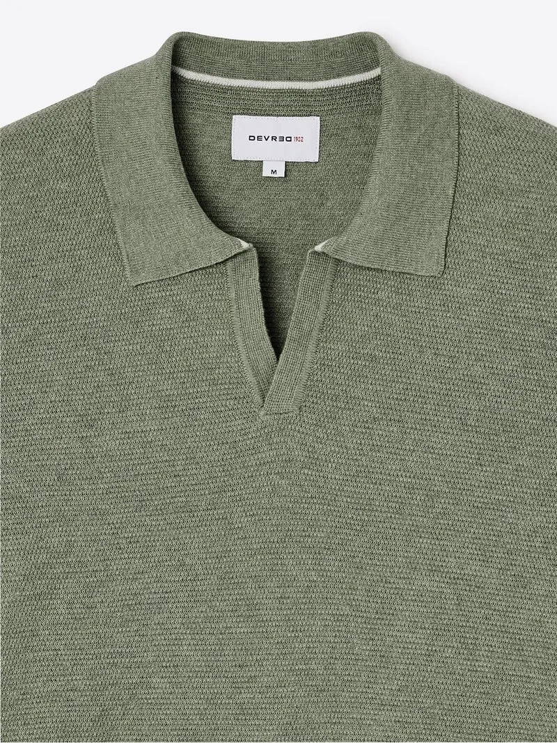 Polo maille col ouvert en coton bio