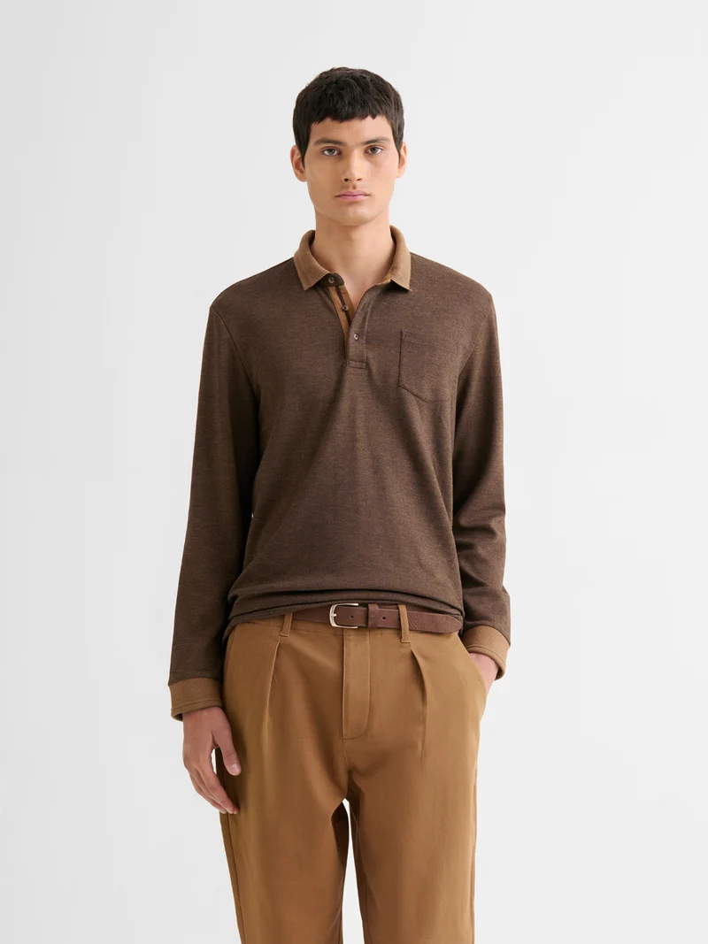 Polo boutonné chiné