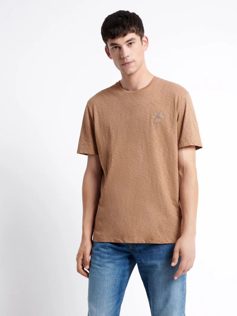 T-shirt col rond en coton texturé