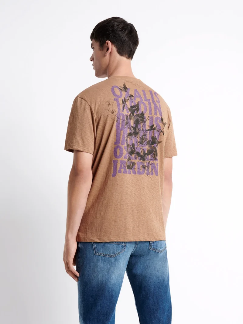 T-shirt col rond en coton texturé