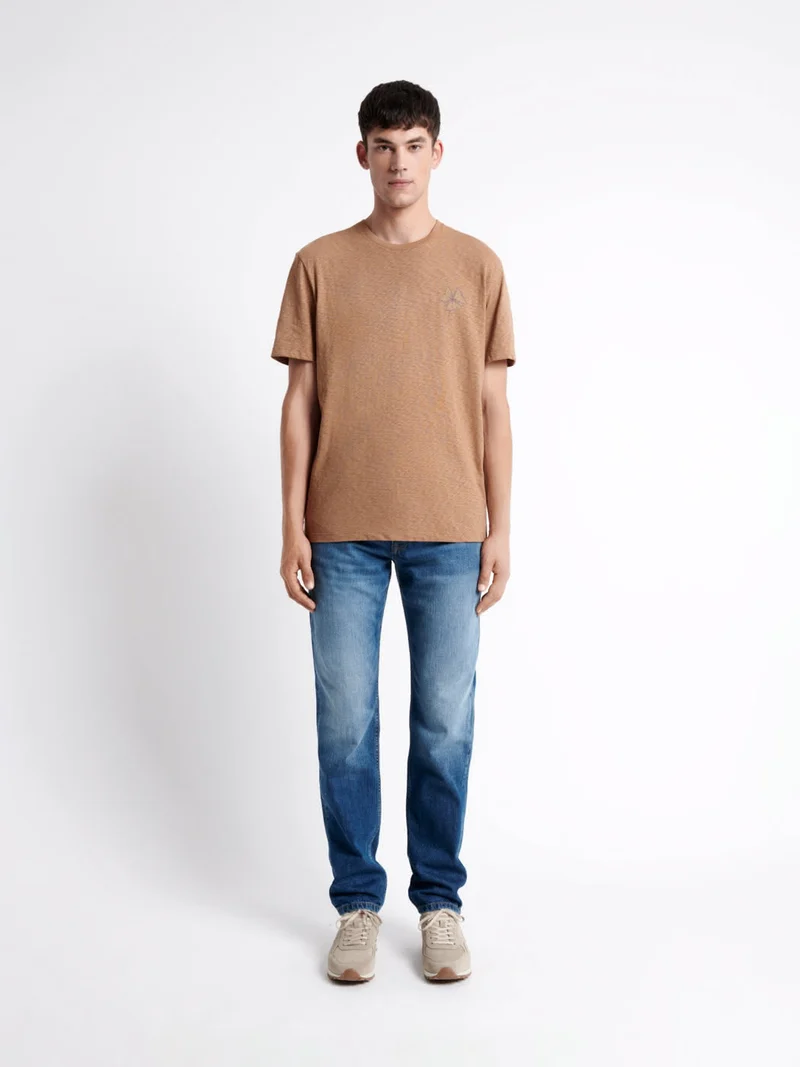 T-shirt col rond en coton texturé