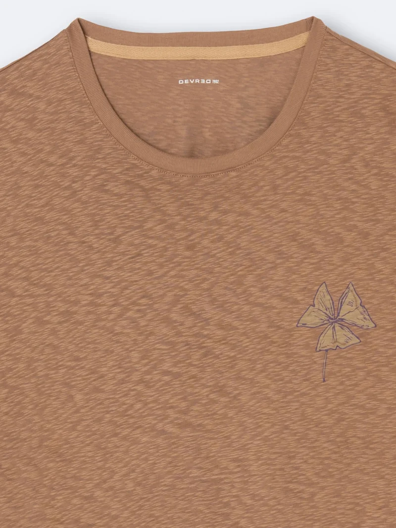 T-shirt col rond en coton texturé