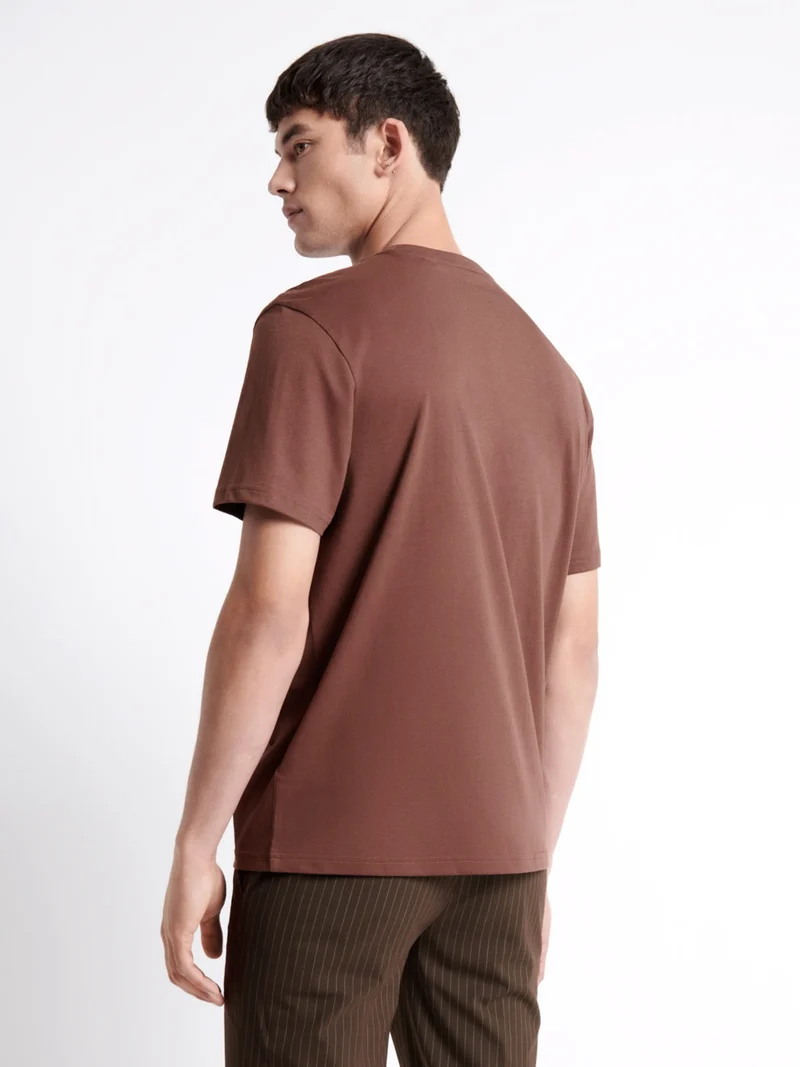 T-shirt col rond en coton à motif