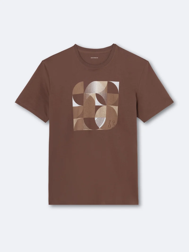 T-shirt col rond en coton à motif