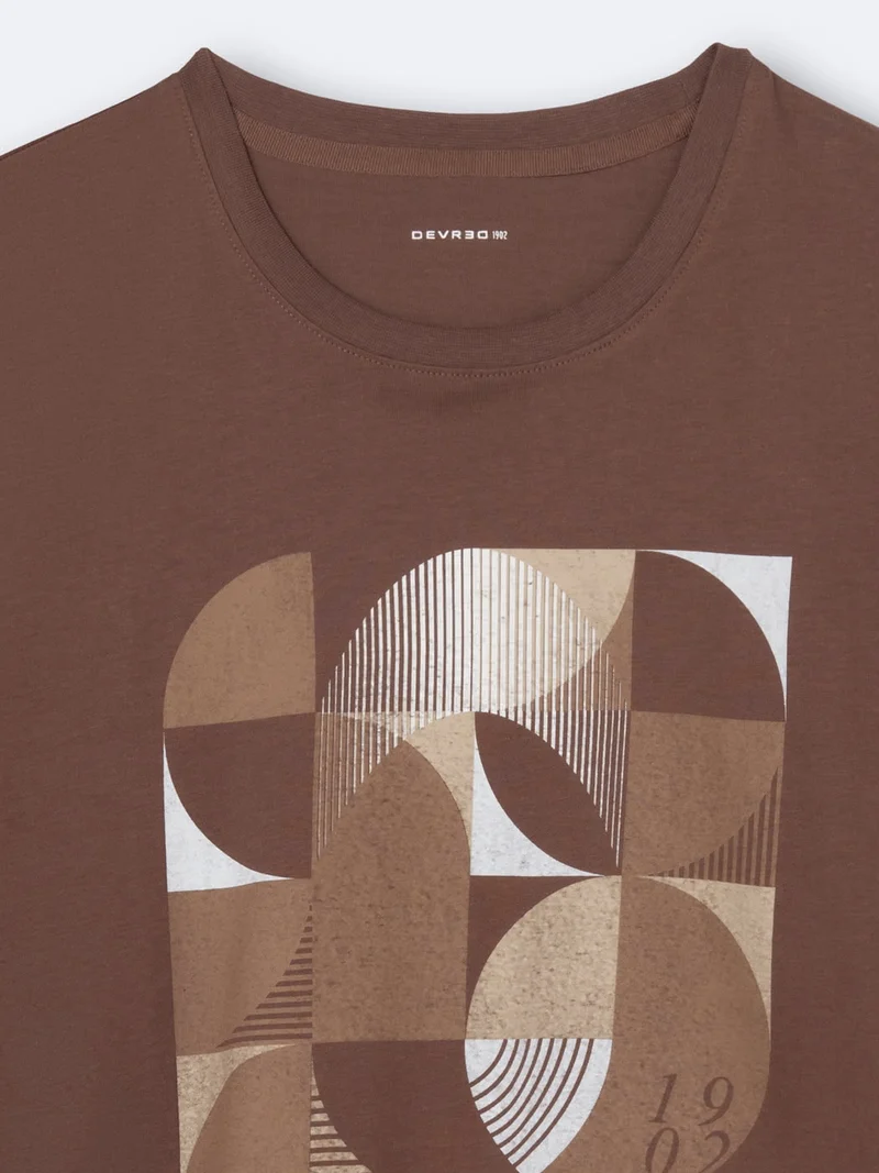 T-shirt col rond en coton à motif