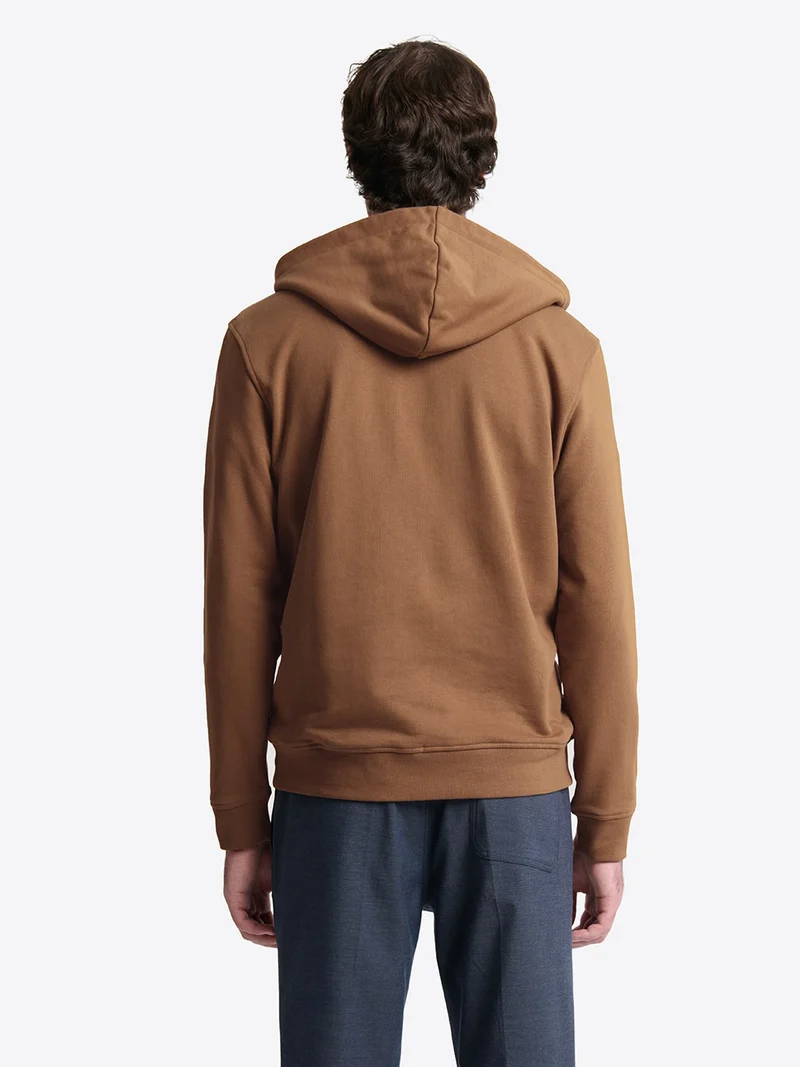 Sweat regular zippé à capuche en coton