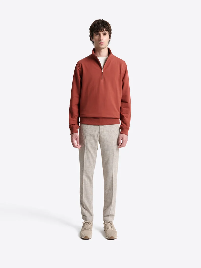 Sweat regular col montant zippé en coton