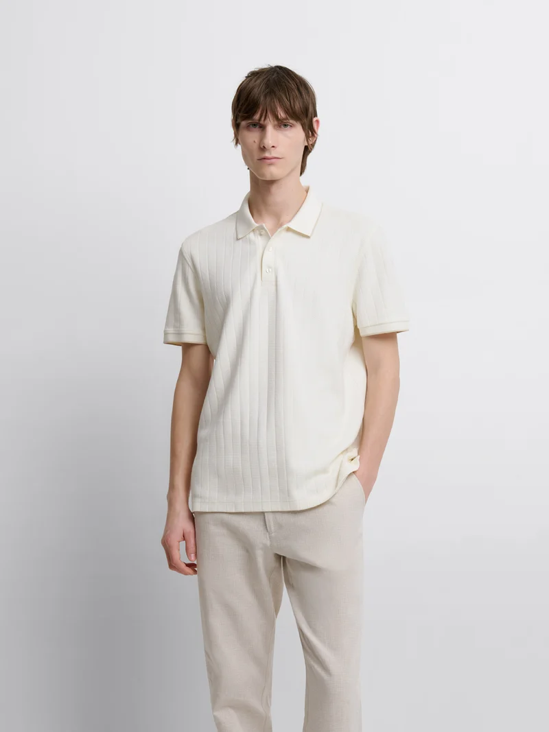Polo col boutonné en coton