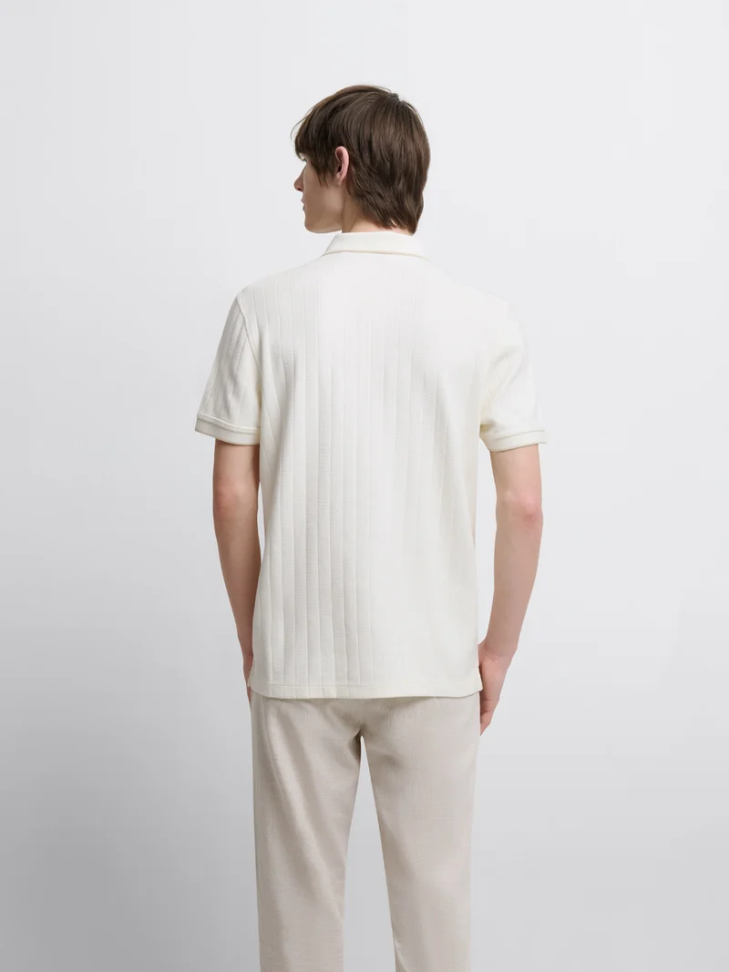 Polo col boutonné en coton
