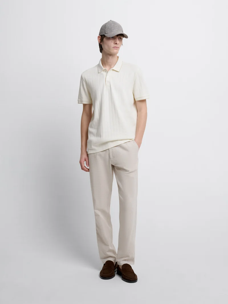 Polo col boutonné en coton