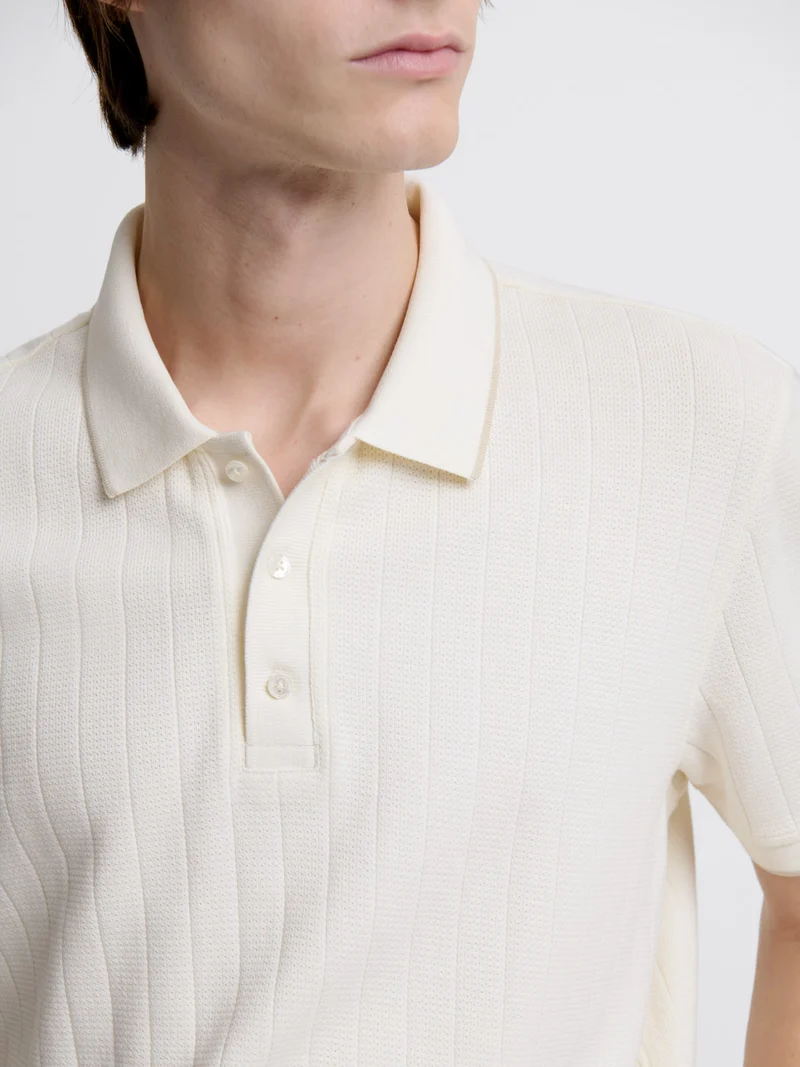 Polo col boutonné en coton