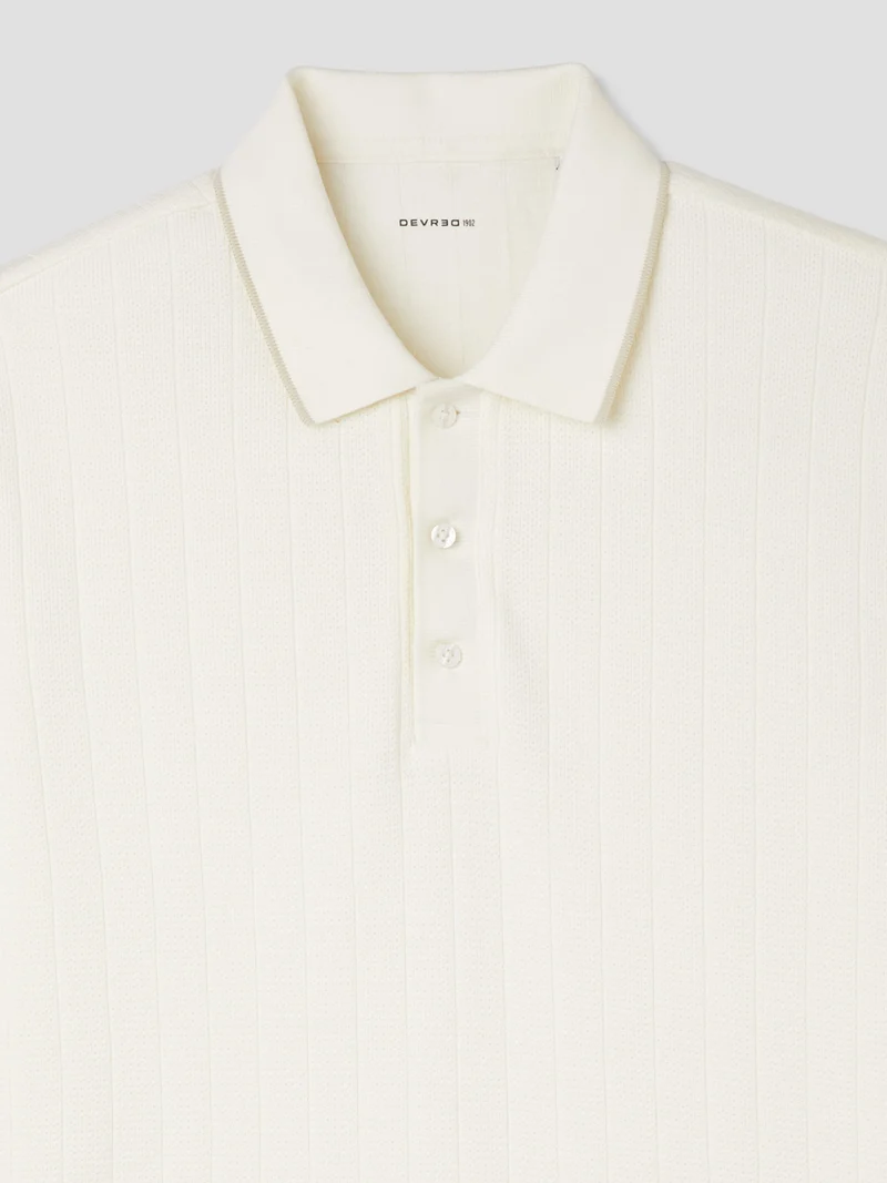 Polo col boutonné en coton