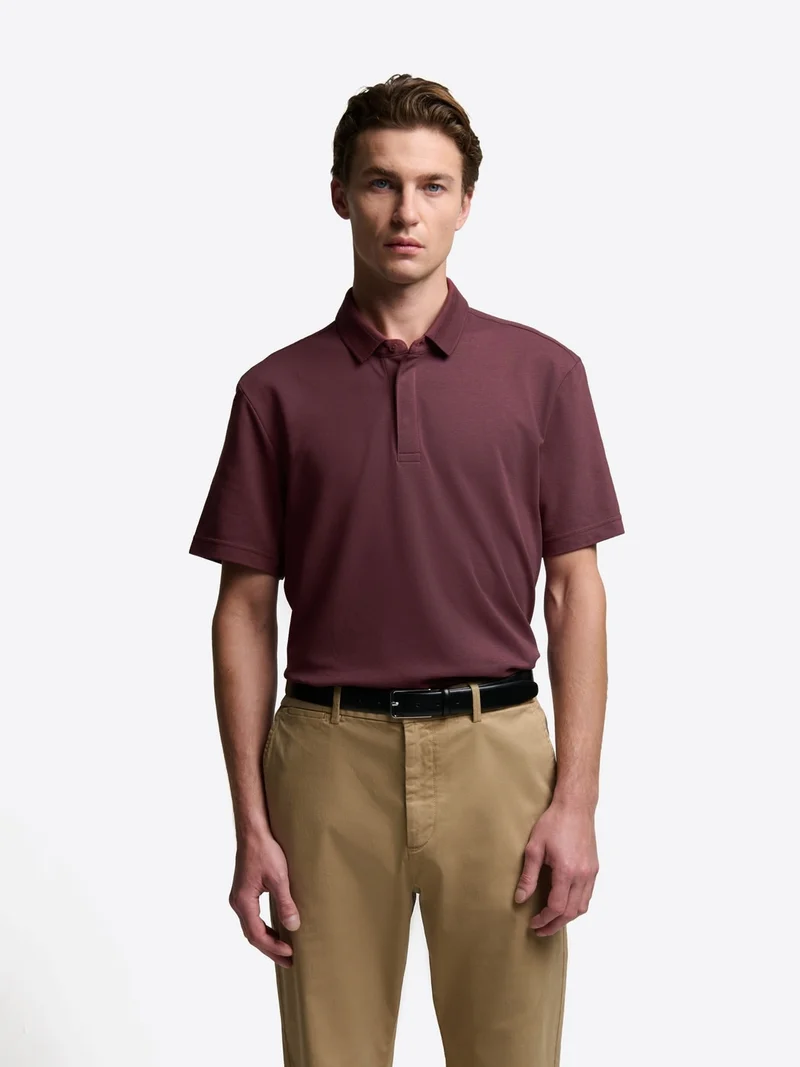 Polo col boutonné en coton premium