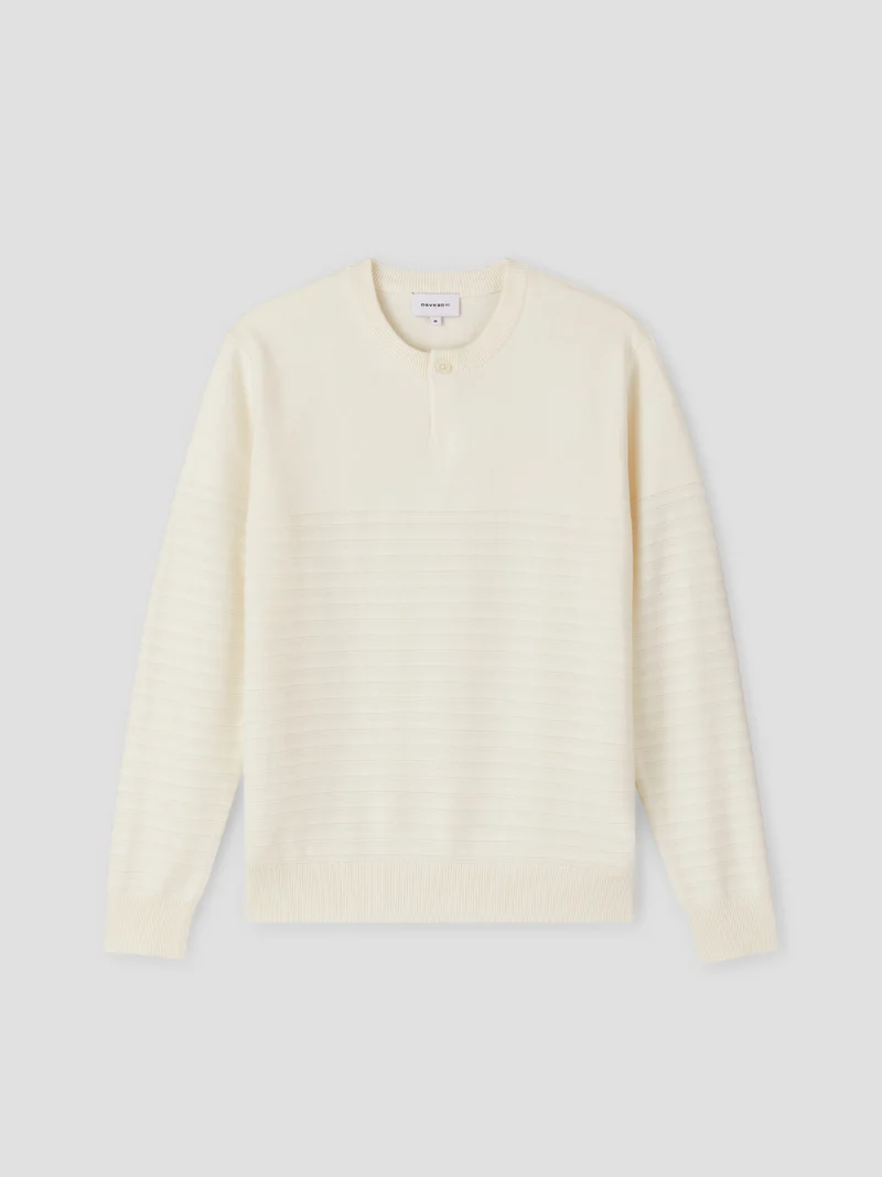 Pull col rond rayé